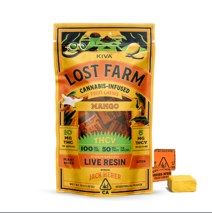 Lost Farm Live Resin Chews 100mg THC 50mg THCv - Mango (S)