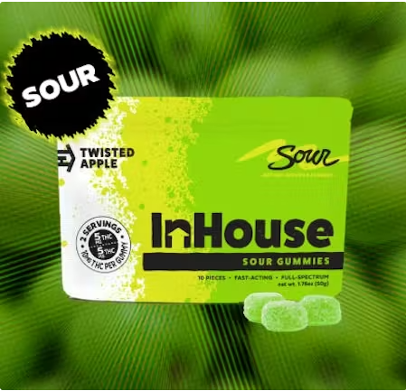 In House Sour Apple Fast Acting Gummies 100mg 20pk