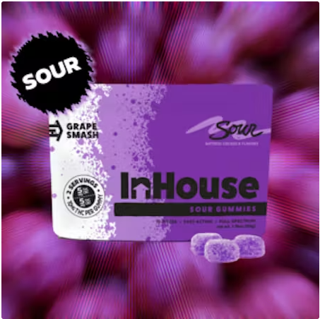 In House Sour Grape Smash Fast Acting Gummies 100mg 20pk