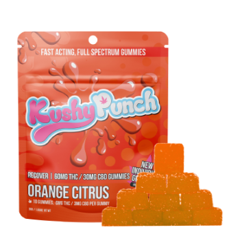 Kushy Punch 10pk Gummies Recover Orange Citrus CBD 2:1