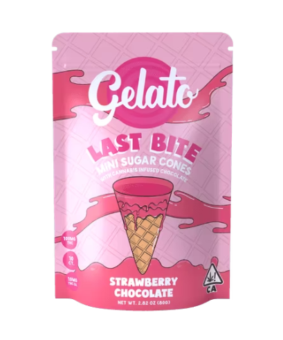 Edible: Strawberry Chocolate Filled Mini Sugar Cones (10-Pack) - 100mg