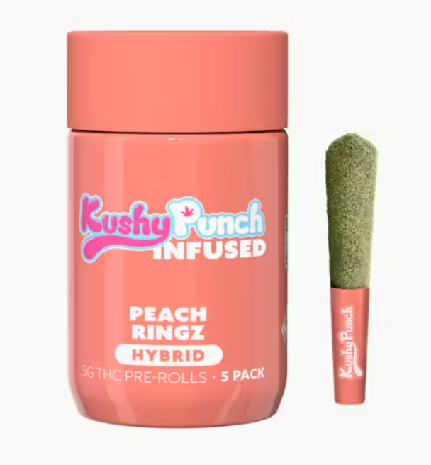 Kushy Punch Infused 5pk Prerolls 2.5g Peach Ringz