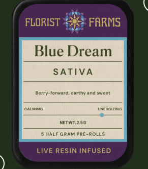 Florist Farms | Live Resin Infused | Pre-Roll - Blue Dream 5pk | 2.5g
