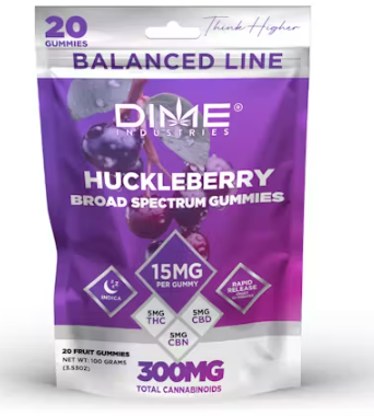 "Evening" Gummies 1:1:1 THC:CBD:CBN 10pk - Huckleberry (I)