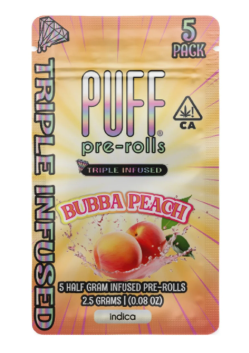 Puff - Bubba Peach - Diamond Infused - Prerolls - 5pk - 2.5G
