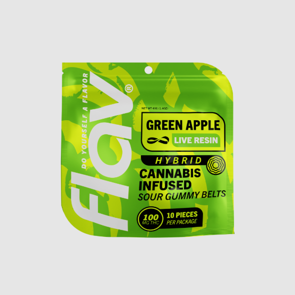 FLAV: Green Apple Live Resin Gummy Belts 100mg/10-piece (H)