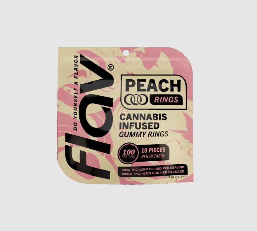 FLAV: Peach Live Resin Gummy Rings 100mg/10-piece (H)