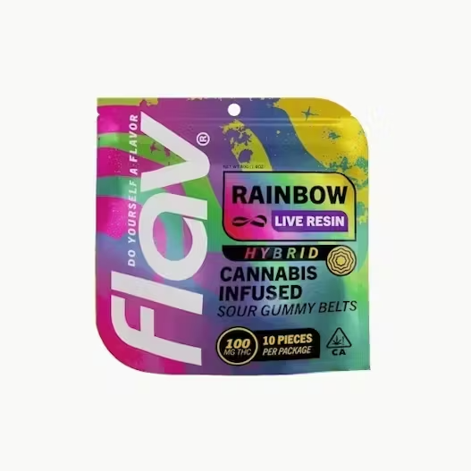 FLAV: Rainbow Live Resin Gummy Belts 100mg/10-piece (H)