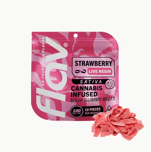 FLAV: Strawberry Live Resin Gummy Belts 100mg/10-piece (S)