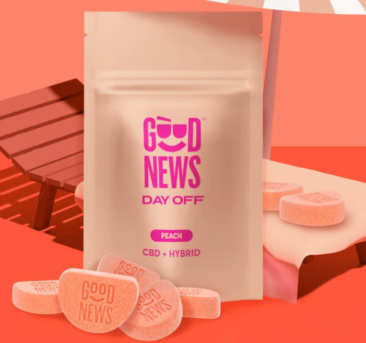 Good News 1:1 Day Off Peach 100mg 20pk Gummies (CBD:THC) (GF/V)
