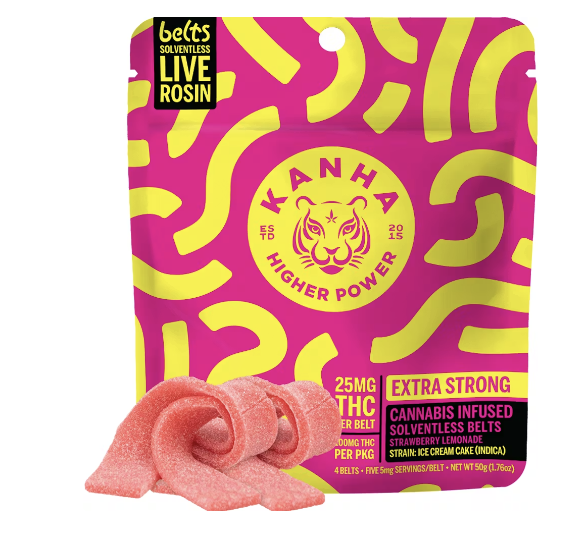 Kanha Extra Strong Nano Rosin Belts 4pk 100mg - Strawberry Lemonade (I)
