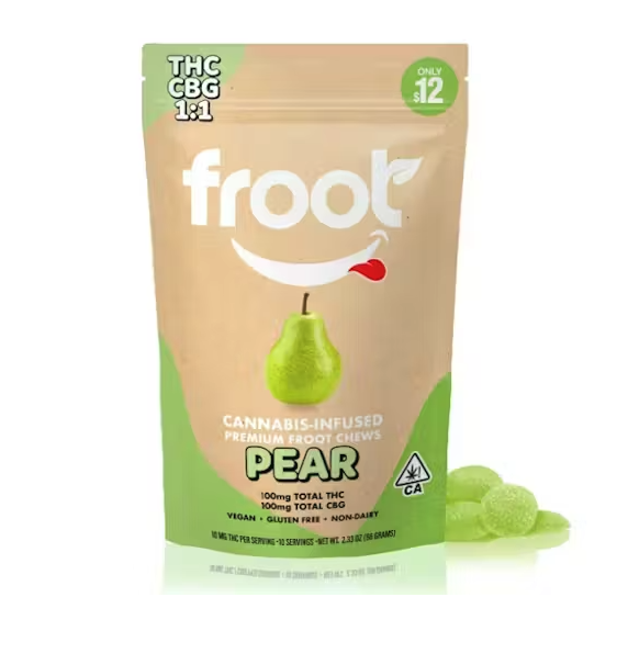 Froot Gummies 1:1 THC:CBG 100mg 10pk - Pear (H)