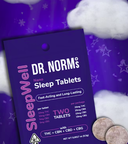 [Dr. Norms] Tablets 2 Count - 120mg - SleepWell Nano Sleep 2:2:1:1 (THC:CBN:CBD:CBG)