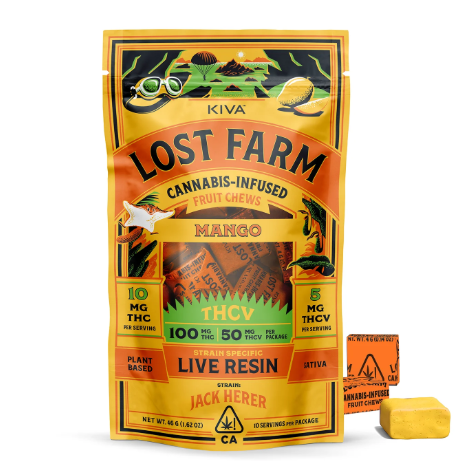 Live Resin Chews 2:1 100mgTHC : 50mg THCv 10pk - Mango 'Jack Herer' (S)