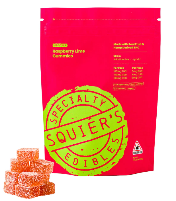 Squier’s Recover Raspberry Lime Rosin Gummies 100mg 20pk