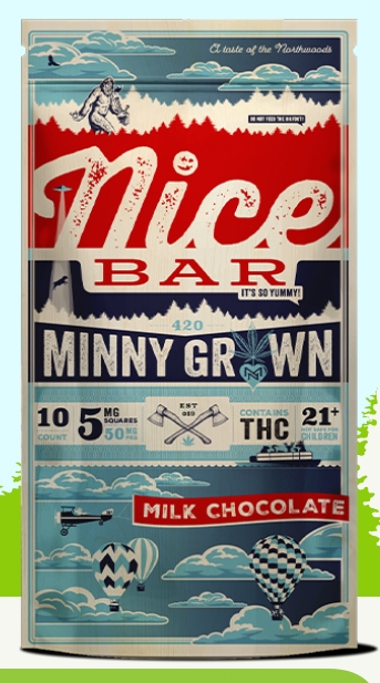 MINNY GROWN- Nice Bar Milk Chocolate Bar (50mg)