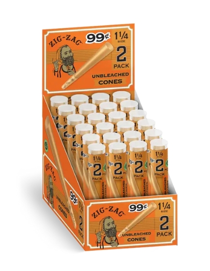 Zig-Zag 1 1/4 Unbleached Paper Cones - 2pk