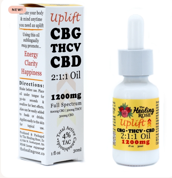The Healing Rose Uplift Oil CBG:THCV:CBD 2:1:1 Tincture 1200mg 1floz