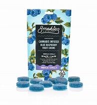 Sour Blue Raspberry Indica Chews || Smokiez || 10 pk