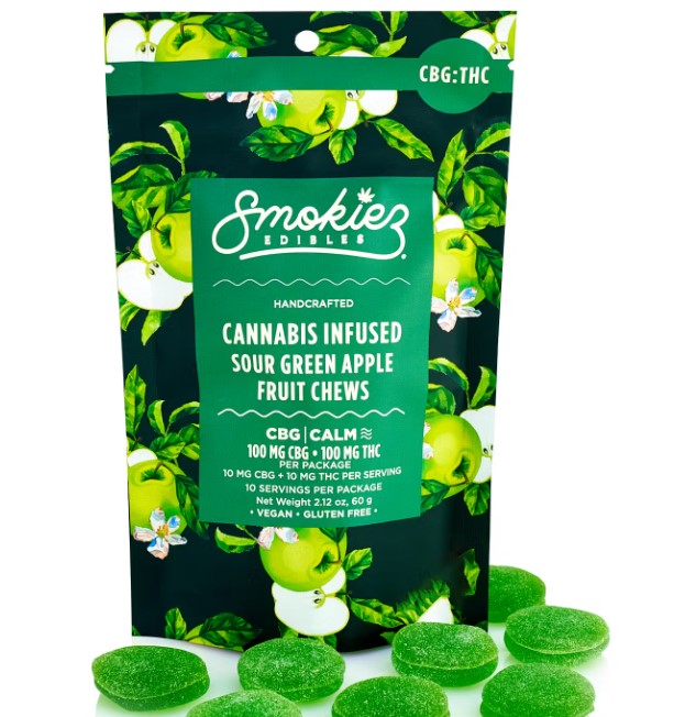 Edible: Sour Green Apple (1:1 THC:CBG) - 100mg
