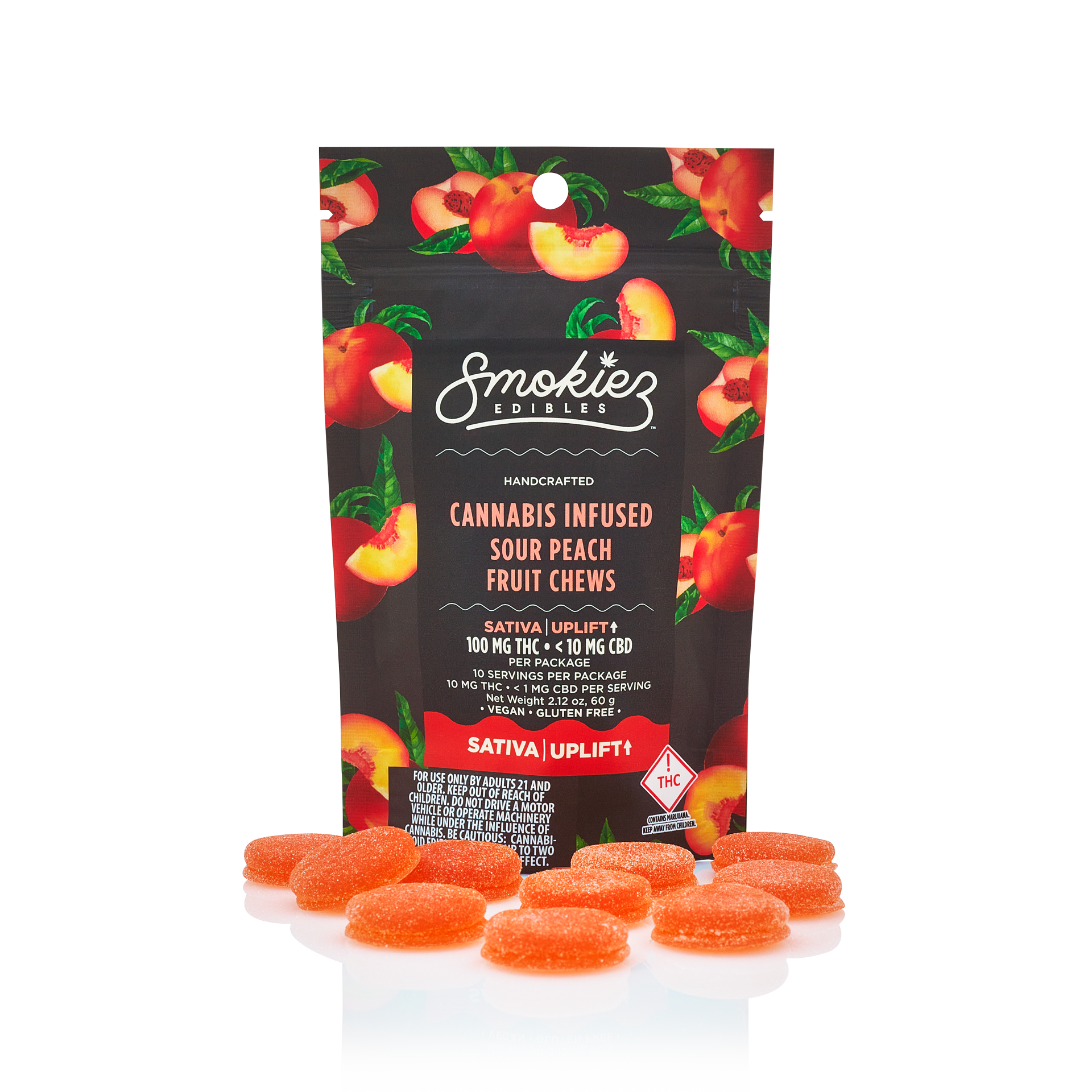 Smokiez - Fruit Chews - Sour Peach (Sativa) - 100mg THC