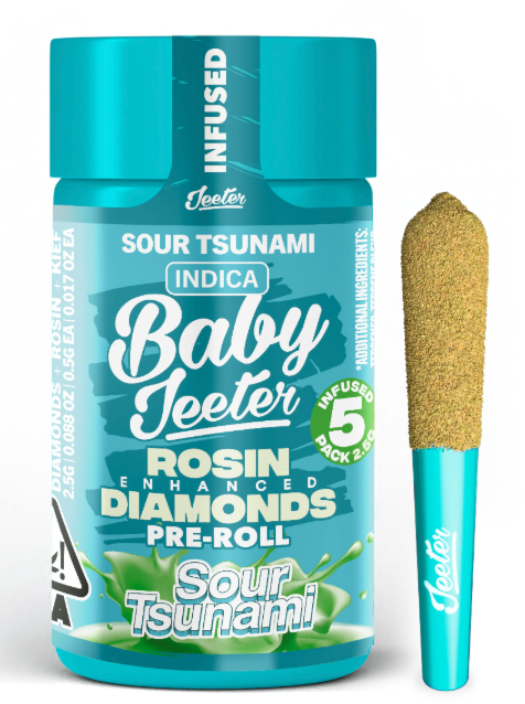 JEETER: Sour Tsunami Liquid Diamonds Infused Baby Jeeter .5g Pre-Roll 5pk/2.5g (I)