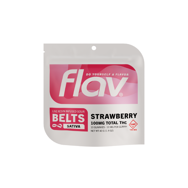FLAV - SOUR STRAWBERRY LIVE RESIN GUMMY BELTS 100MG