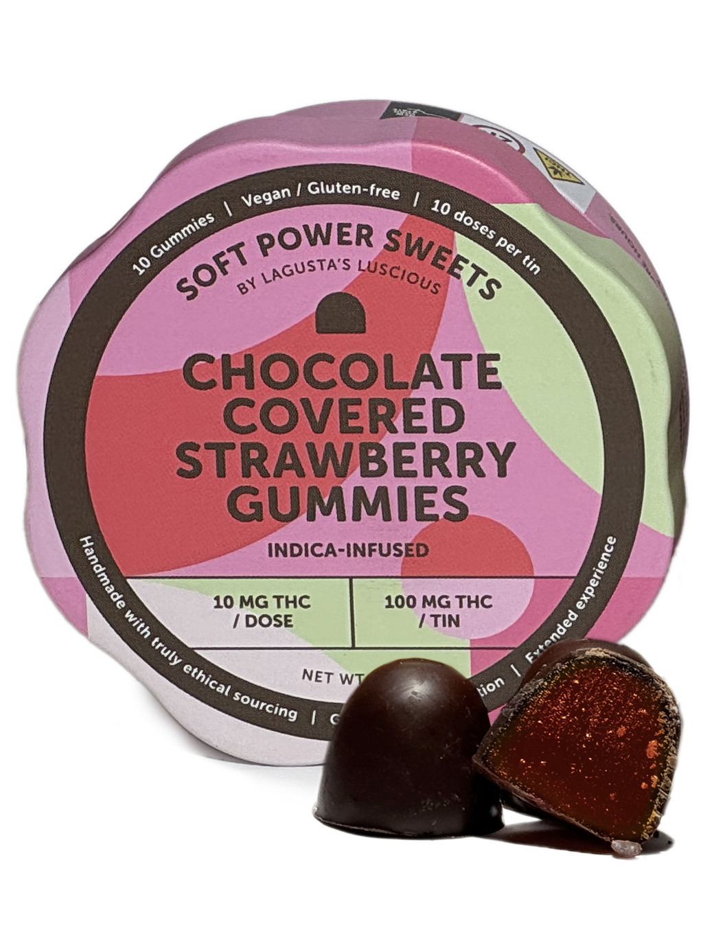 Soft Power Sweets | Chocolate Covered Strawberry Gummies | 100mg