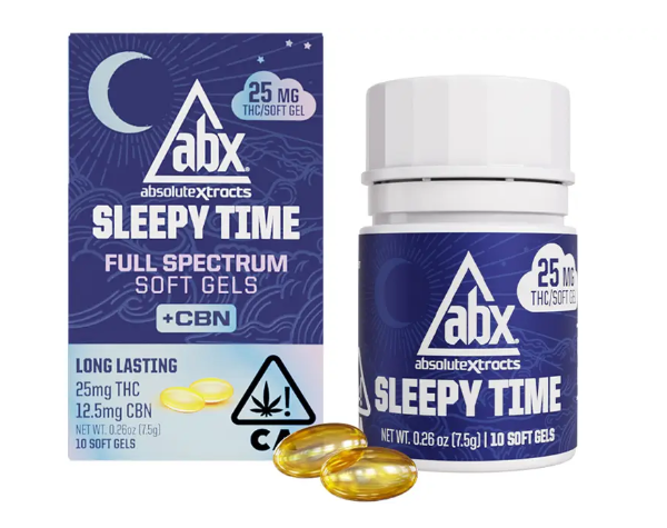 ABSOLUTE XTRACTS: Sleepy Time Full Spectrum + CBN Soft Gel Capsules 25mg/10 count/250mg (I)