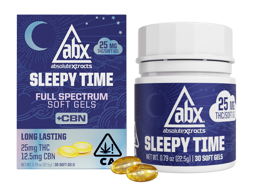 ABSOLUTE XTRACTS: Sleepy Time Full Spectrum +CBN Soft Gel Capsules 25mg/30 count/ 750mg (I)