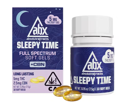 ABSOLUTE XTRACTS: Sleepy Time Full Spectrum + CBN Soft Gel Capsules 5mg/ 10 count/ 50mg (I)