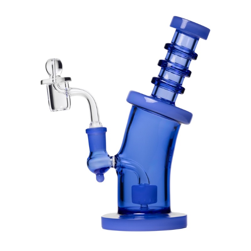 Human Grade 8" Bent Neck Dab Rig - Blue with Black