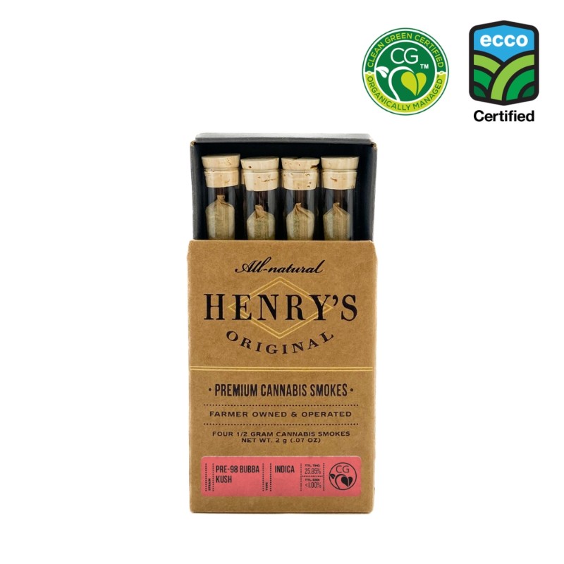 Henry's Pre 98 Bubba Kush (I) Preroll 4pk 2g