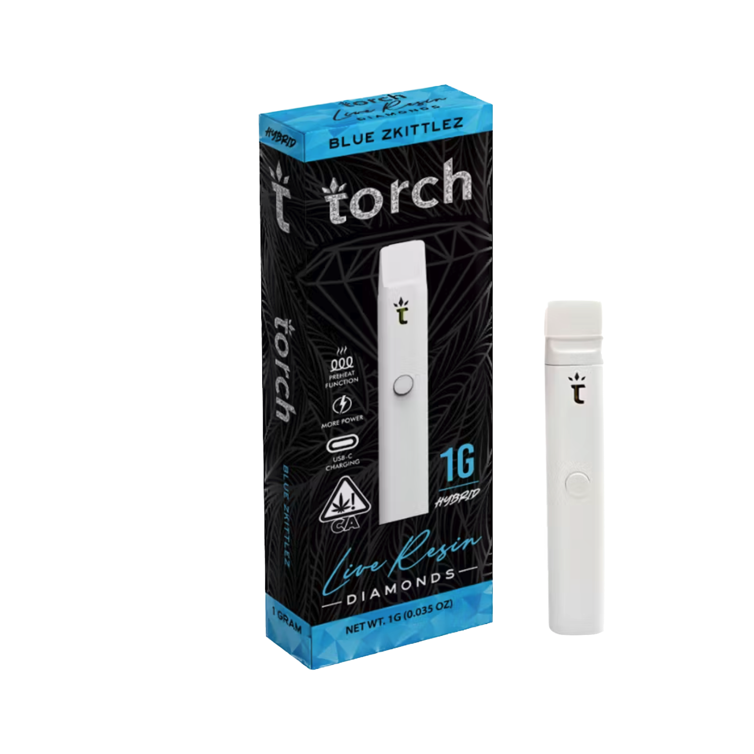 Torch Blue Zkittlez Live Resin Diamonds AllInOne Vapes Strain (hybrid