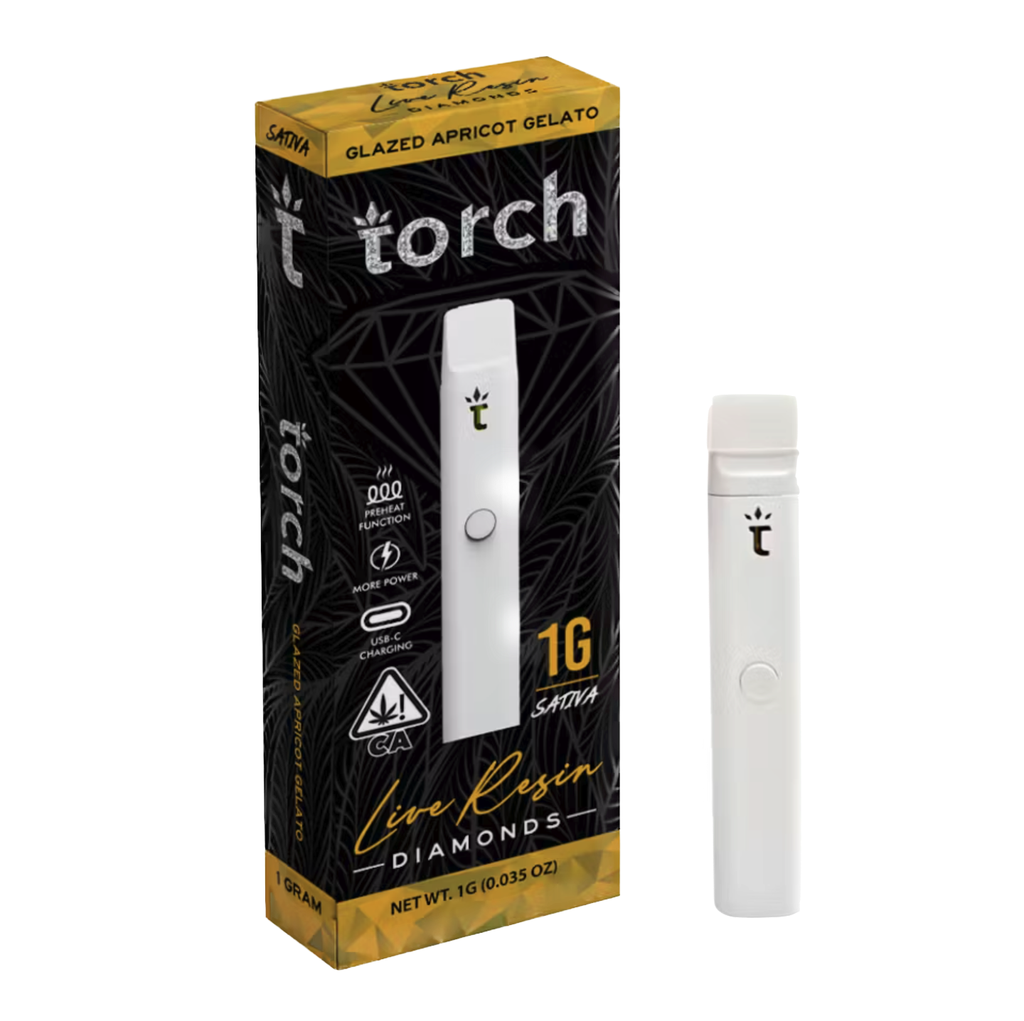 Torch Glazed Apricot Gelato Live Resin Diamonds AllInOne Vapes Strain