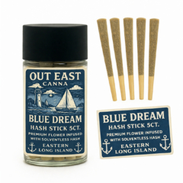 Out East Canna | Blue Dream- Hash Infused | 5x 0.5G Pre-rolls