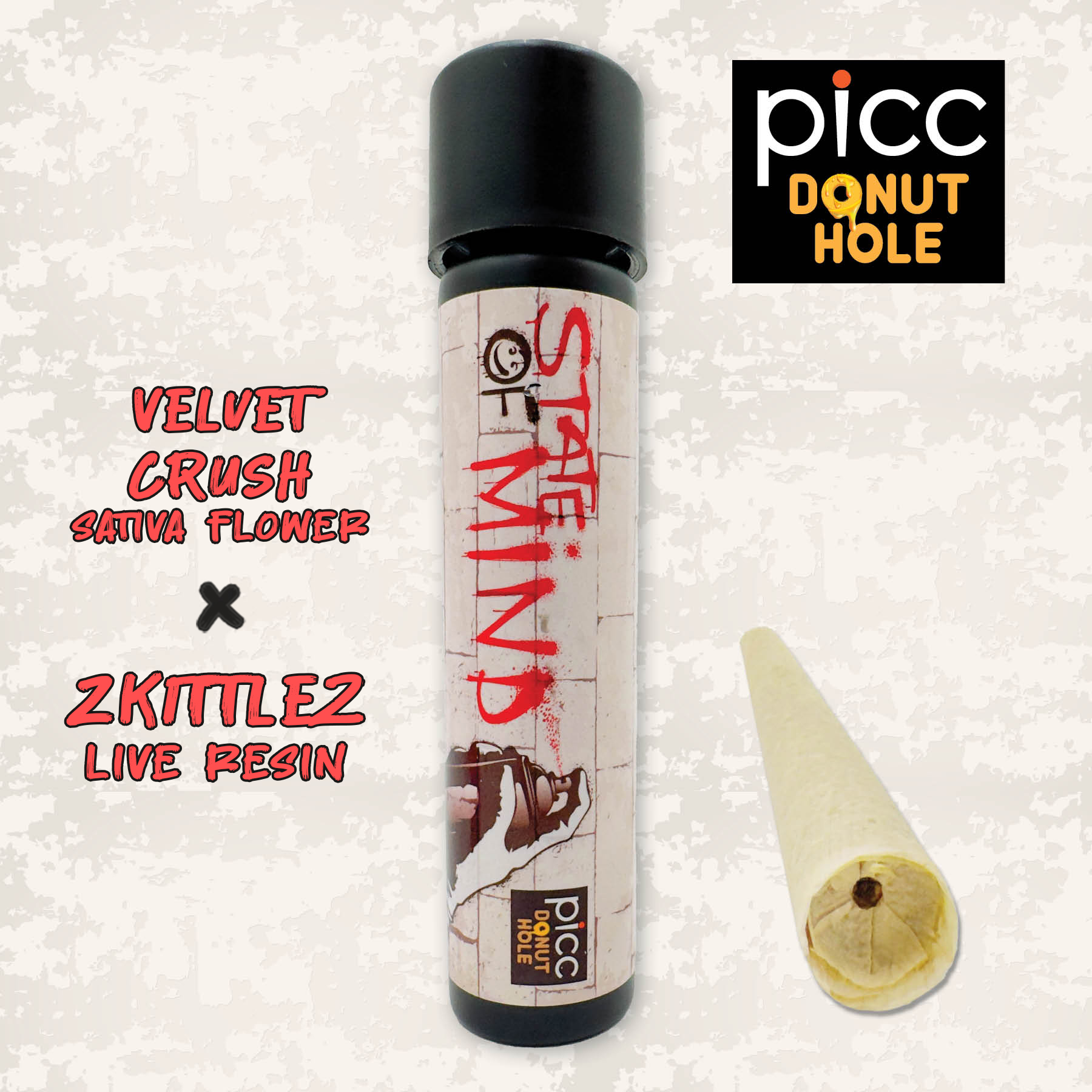 STATE OF MIND - Velvet Crush x Zkittlez Live Resin 1g Infused Preroll | PICC
