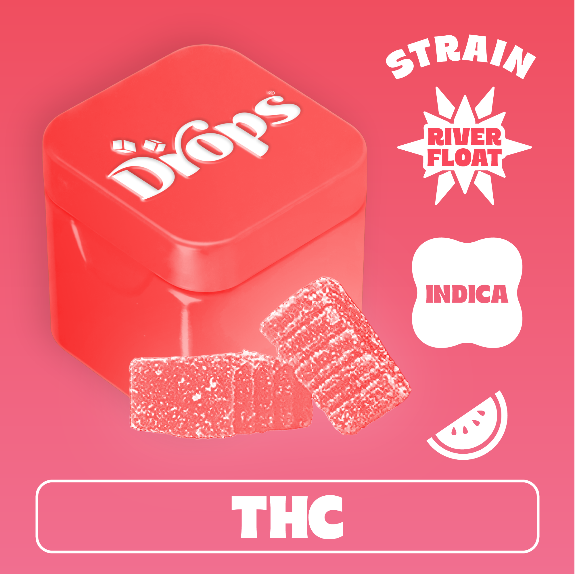 Drops | Live Rosin Gummies | Watermelon | 100mg