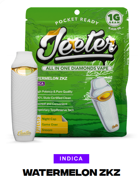Watermelon ZKZ Jeeter All In One Diamonds Vape | Pocket Ready | 1g | Indica