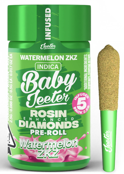 JEETER: Watermelon Zkittlez Liquid Diamonds Infused Baby Jeeter .5g Pre-Rolls 5pk/2.5g (I)