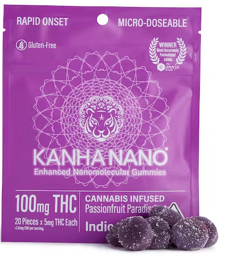 Kanha Passionfruit Paradise Nano Gummies 100mg 10pk (V/GF)