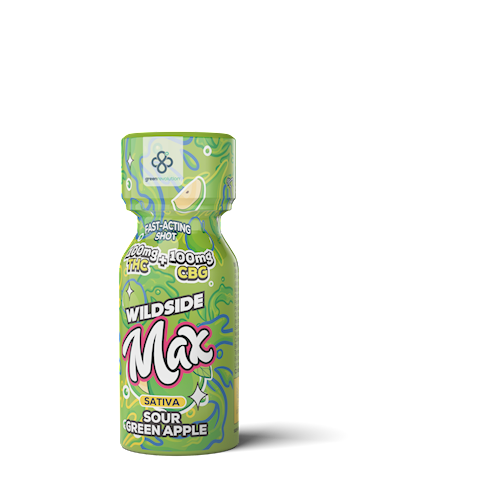 Wildside Max | Sour Green Apple | Nano Shot | 2oz | DOH | 100mg THC : 100mg CBG