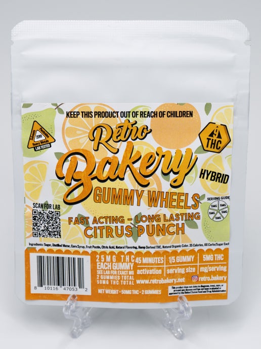 Retro Bakery | Citrus Punch Gummy Wheels | 50mg THC