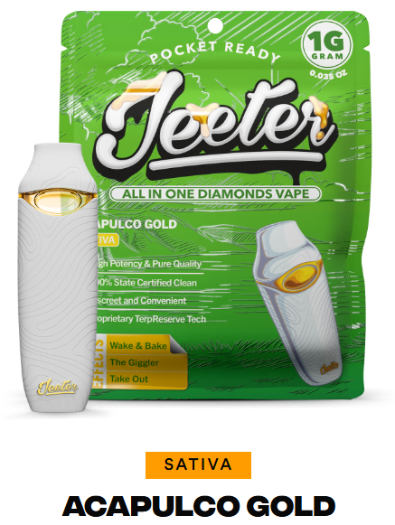 Acapulco Gold Jeeter All In One Diamonds Vape | Pocket Ready | 1g | Sativa