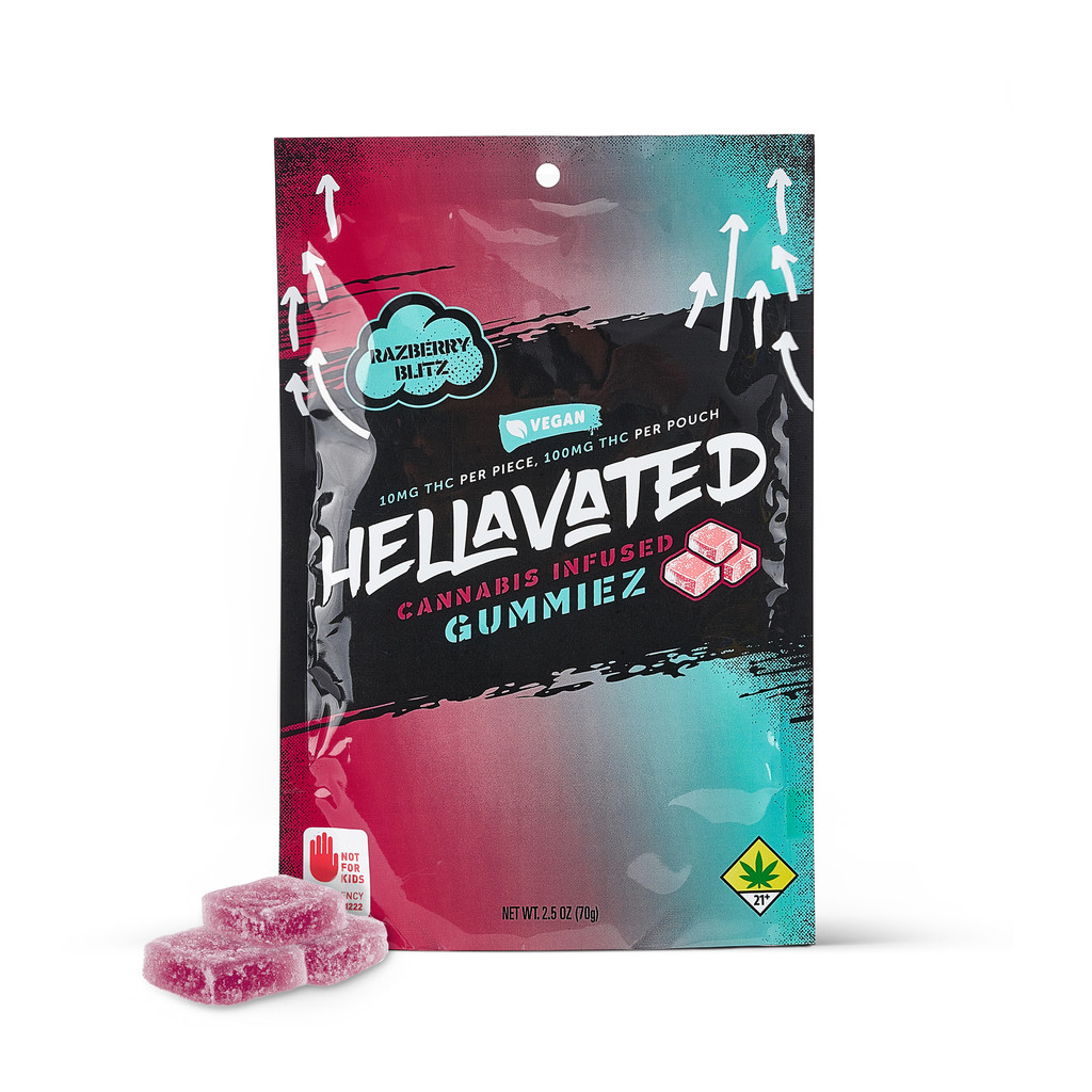 Hellavated | Razberry Blitz | Gummies | DOH | 10pk | 100mg
