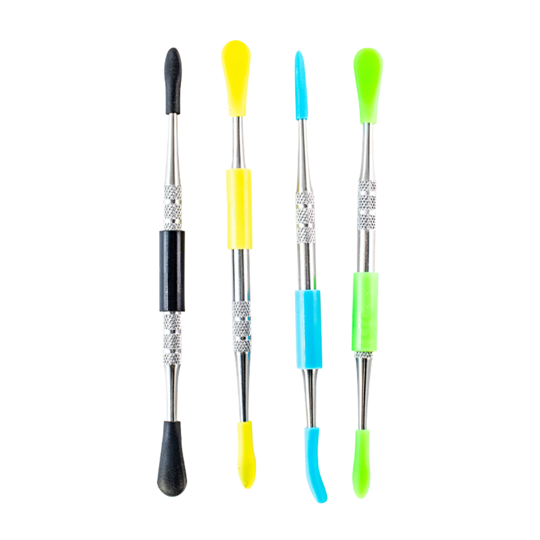 ASSORTED STAINLESS STEEL DAB TOOL W/ SILICONE TIP - HUMAN GRADE