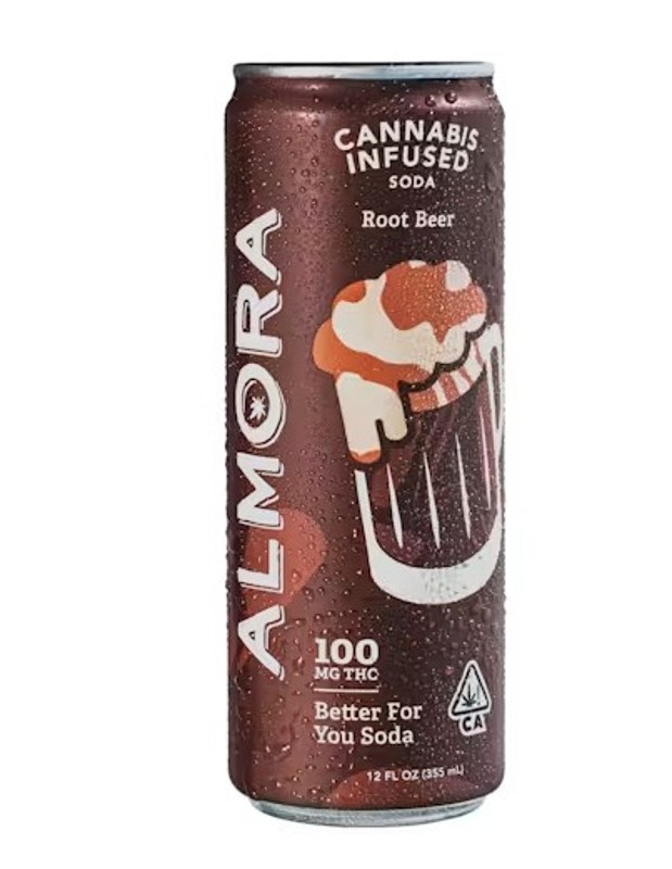 Almora Farm Root Beer Prebiotic Soda THC 100mg 12oz