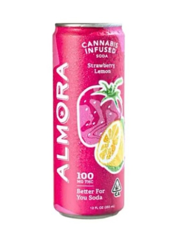 Almora Farm Strawberry Lemon Prebiotic Soda THC 100mg 12oz
