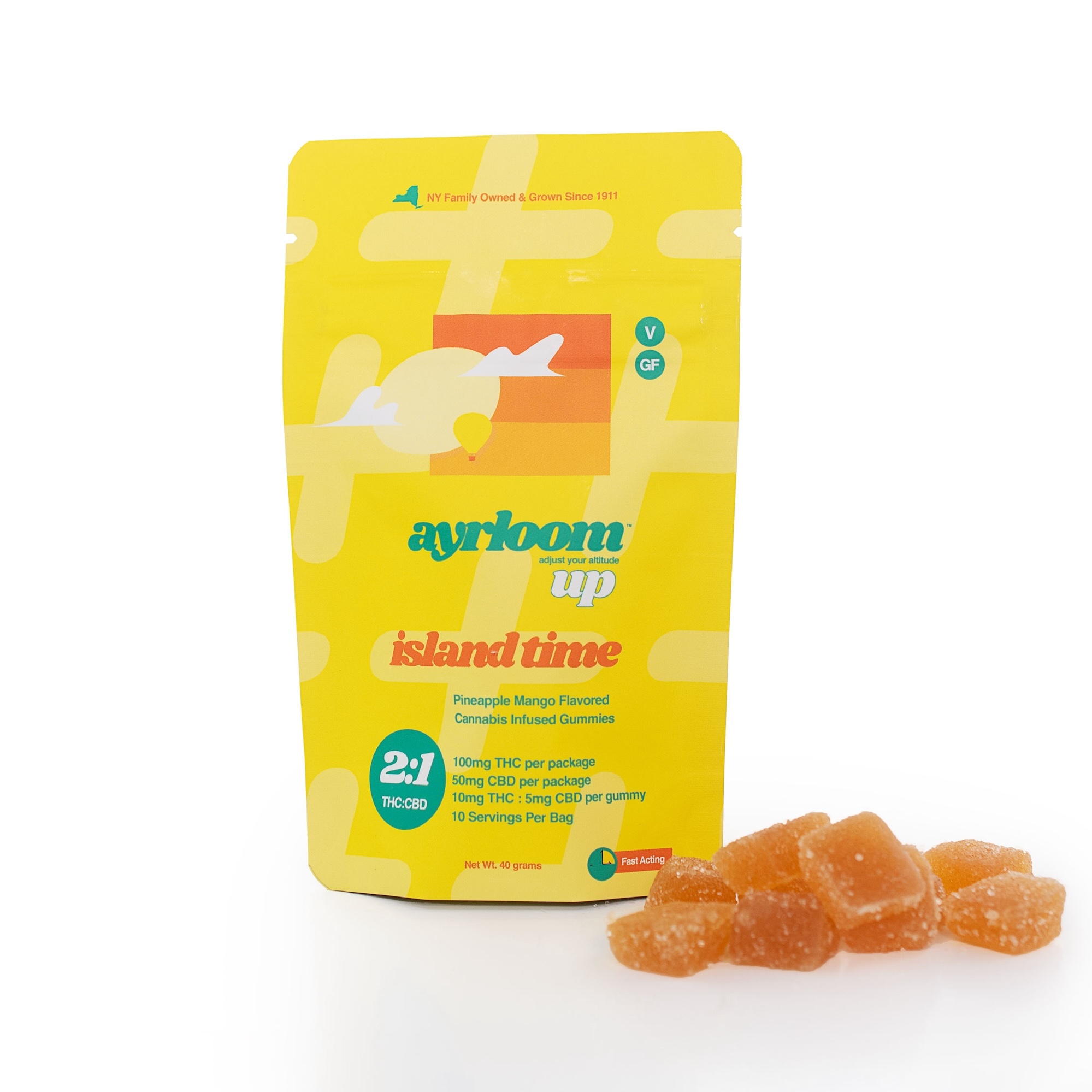 Island Time 10mg Pineapple Mango 2:1 Gummies 10 Pack | ayrloom