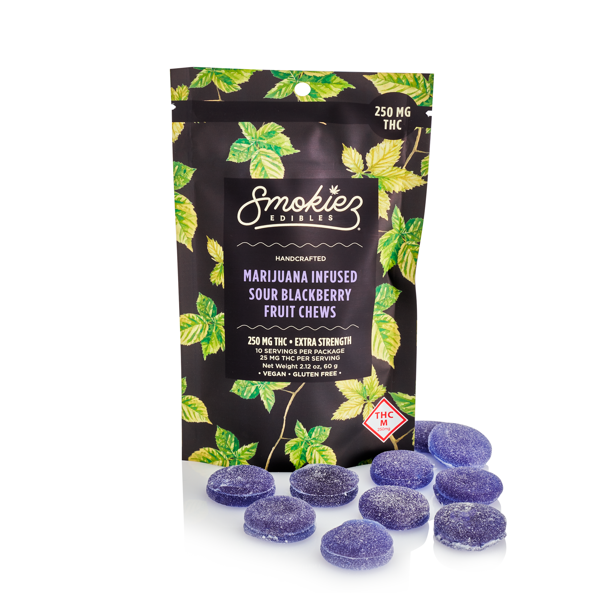 SMOKIEZ SOUR BLACKBERRY INDICA GUMMY 250MG
